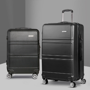 28" Luggage Trolley Travel Suitcase Set TSA Lock Hard Case Black