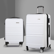 2pc Luggage Trolley Set Suitcase Travel TSA Hard Case White