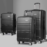 3pc Luggage Trolley Set Suitcase Travel TSA Hard Case Black