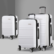 3pc Luggage Trolley Set Suitcase Travel TSA Hard Case White