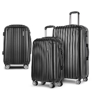 3pcs Luggage Set - TSA-Approved, Black Suitcases with Storage Organizer