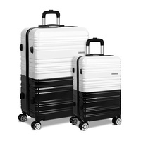 Set of 2 Premium Hard Shell Travel Luggage with TSA Lock Black and White