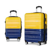 Wanderlite 2 Piece Lightweight Hard Suit Case Luggage Yellow & Purple