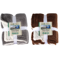 Jacquard Flannel And Sherpa Lined Blanket 120X150Cm 2Asstd