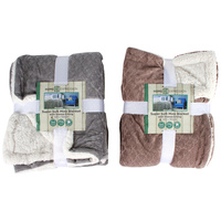 Super Soft Mink And Sherpa Lined Blanket 120X150Cm 2 Asst