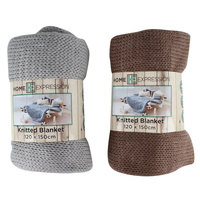 Acrylic Jacquard Knitted Blanket 300Gsm 120*150 2 Asst