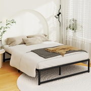 Double Size Metal Platform Bed Frame with Mattress - Black