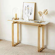 Marble Effect Console Table 110cm White Gold | EXTG