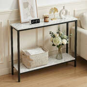 Marble Effect Console Table 2-Tier White | EXTG