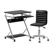 Computer Desk Office Chair Set Desks with Keyboard Shelf Try Black