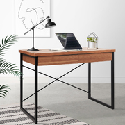 Metal Desk with Drawer - Walnut 
