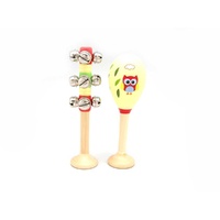 OWL MARACA & BELL STICK SET