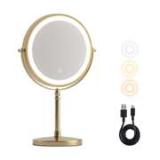 LED Lighted Makeup Mirror 10X Magnifying 360° Gold | EXTG