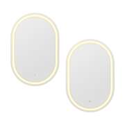 2 LED Wall Mirror With Light 50X75CM Bathroom Decor Oval Mirrors Vanity