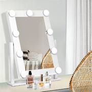Makeup Mirror Hollywood With Light Round 360&Deg; Rotation Tabletop 9