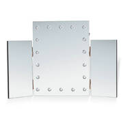 Beauty LED Light Table Top Tri 3 Way Fold Folding Dressing Table Vanity Mirror