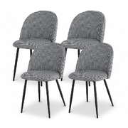  Dining Chairs Set of 4 Linen Solid Curved Houndstooth - Elegant