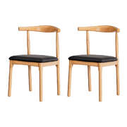 2x Black Leather Dining Chairs  Rubber Wood Frame, Modern and Elegant