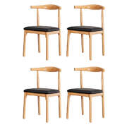 4x Black Leather Dining Chairs  Rubber Wood Frame, Sleek and Modern Design