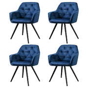 Dining Chairs Set of 4 Velvet Diamond Tufted Armchair Blue - Stylish