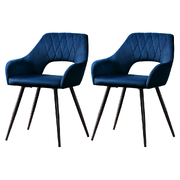 Dining Chairs Set of 2 Blue Velvet Caitlee