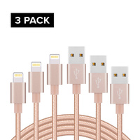 3 1M Nylon Apple 5 6 6S 7 7 Plus 8 8 Plus ChargerUSB Data Cord Rose Gold