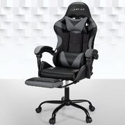 2 Point Massage Gaming Office Chair Footrest Grey