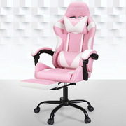 2 Point Massage Gaming Office Chair Footrest Pink