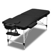 Versatile Vibe: 55cm 2-Fold Aluminum Massage Table in Sleek Black