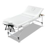 Zenses 80cm Wide Portable Aluminium Massage Table 3 Fold Treatment Beauty Therapy White