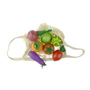 Wooden Vegetables 7 Pcs Set With Cotton Mesh Shopping Bag