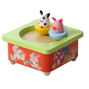 WOODEN FARM MUSIC BOX WITH METAL FRAME