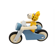 Retro Lge Motor Tricycle With Cute Leopard Driver Blue
