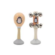 Penguin Wooden Maraca & Bell Stick Set