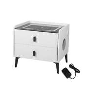 Elegant Bedside Table LED Lights Drawers Storage - Foldable Function