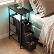 Slim Bedside Table With Led Charging 20x40x70cm