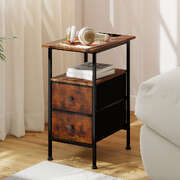 Bedside Table 2 Drawer Brown 48x30x60cm