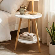 Round Coffee Table 2-Tier Living Room Side Table | EXTG