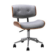 Durable Wooden Office Chair Fabric Seat Grey