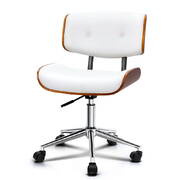 Executive Wooden Office Chair Leather Computer Chairs Seat Bentwood White