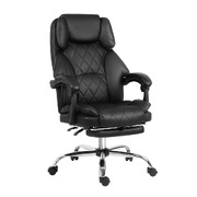 Executive Office Chair Leather Footrest Black