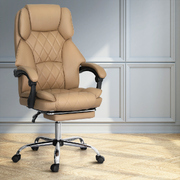 Executive Office Chair Leather Footrest Espresso