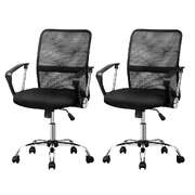 2x Black Mesh Mid-Back Office Chairs for Comfortable Seating