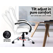PU Leather Padded Office Desk Computer Chair - White