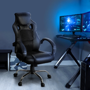 Racing Style PU Leather Office Desk Chair - Black
