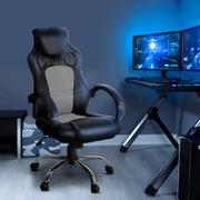 Racing Style PU Leather Office Desk Chair - Grey