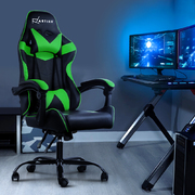 Office Chair Gaming Chair Computer Chairs Recliner PU Leather Seat Armrest Black Green