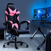 Office Chair Gaming Chair Computer Chairs Recliner PU Leather Seat Armrest Black Pink