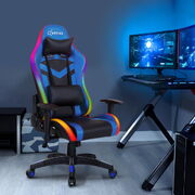Gaming Office Chair RGB LED Lights Computer Desk Chair Home Work Chairs