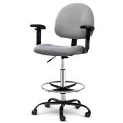 Artiss Office Chair Veer Drafting Stool Fabric Chairs Adjustable Armrest Grey